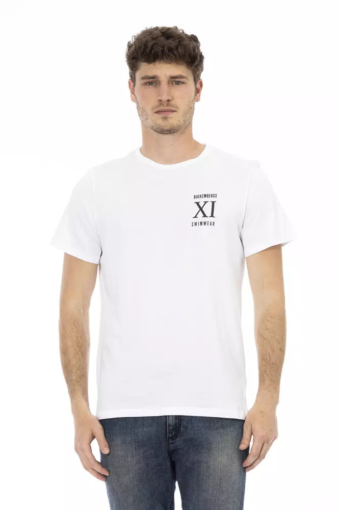 T-shirt blanc élégant avec imprimé devant de Bikkembergs
