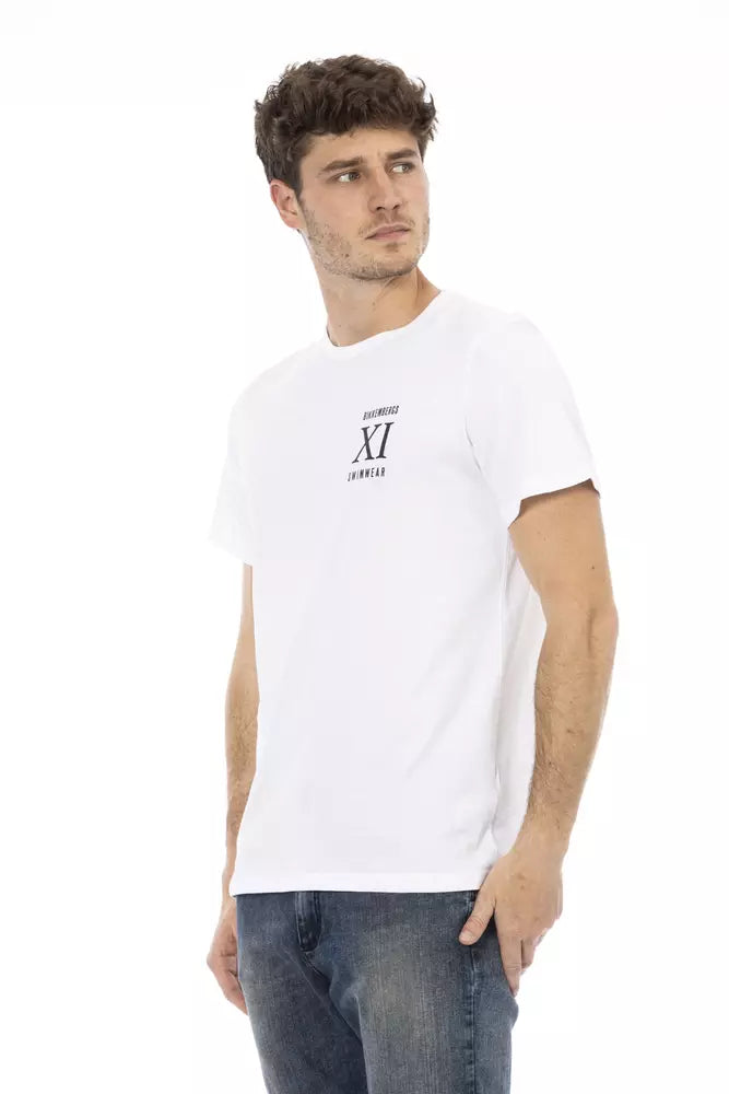 T-shirt blanc élégant avec imprimé devant de Bikkembergs