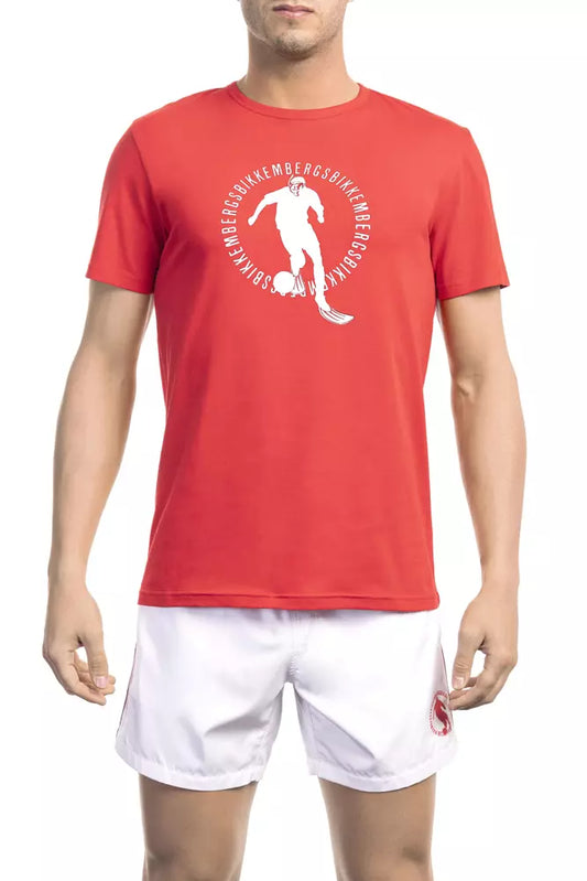 T-shirt rouge en coton pour homme de Bikkembergs