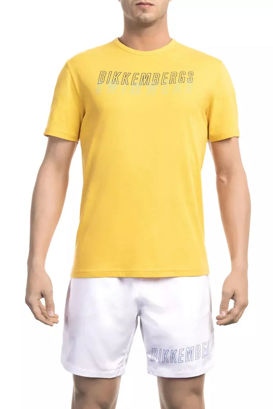 T-shirt homme en coton jaune de Bikkembergs