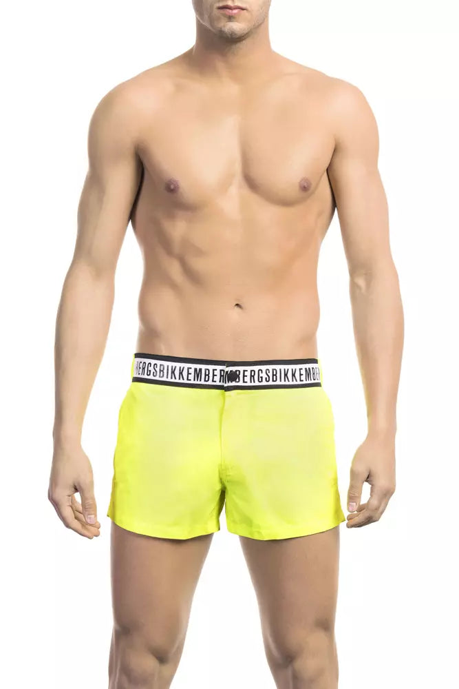 Bikkembergs Black Polyamide Men Swim Shorts with Branded Band
