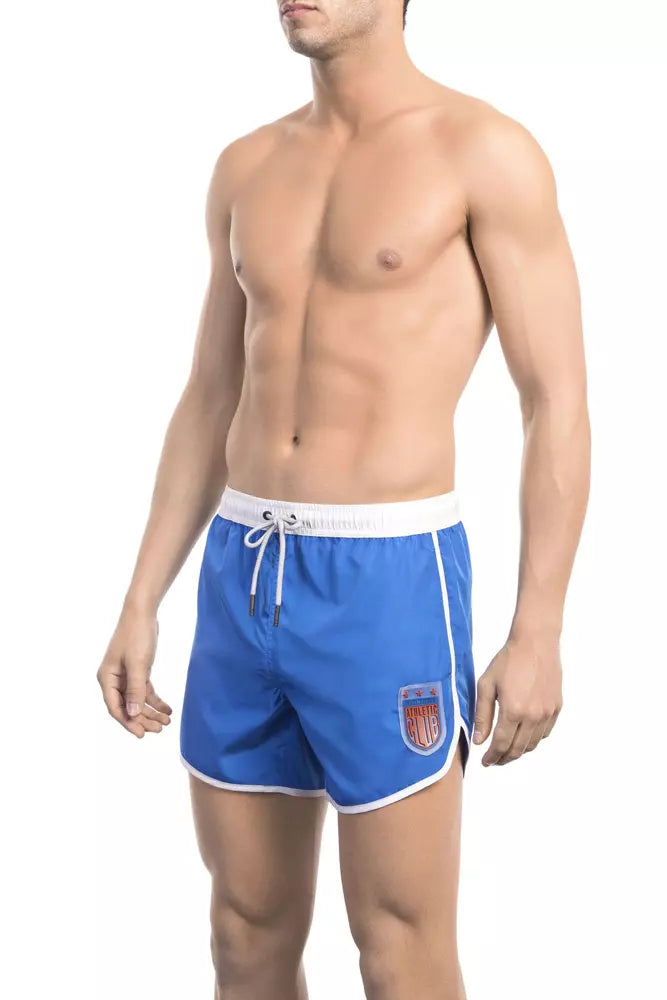 Bikkembergs Blue Polyester Men Swim Short - Élégance et Durabilité