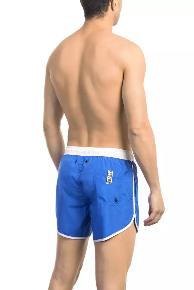 Bikkembergs Blue Polyester Men Swim Short - Élégance et Durabilité