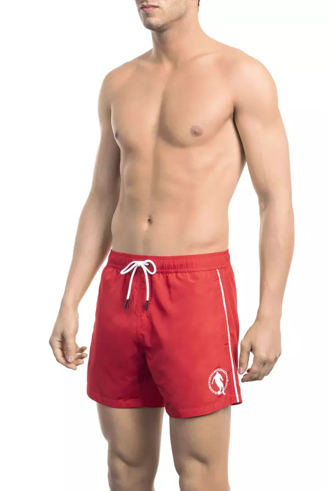 Bikkembergs Red Polyester Men Swim Short - Essential for Summer