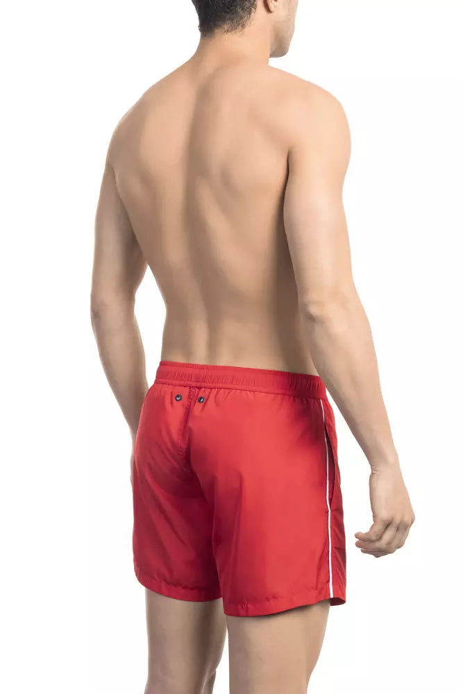 Bikkembergs Red Polyester Men Swim Short - Essential for Summer