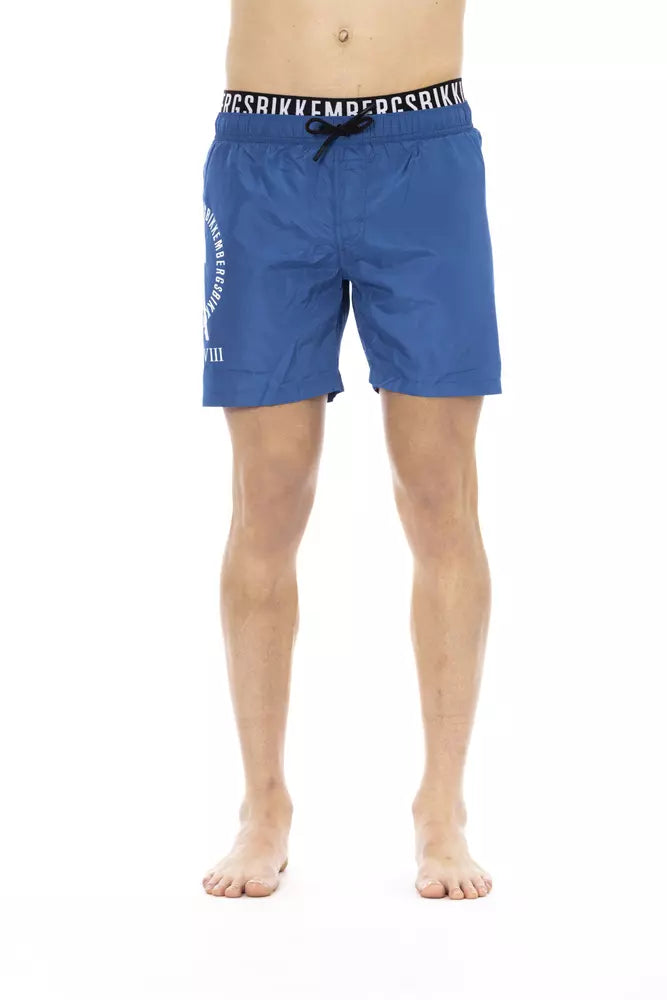 Bikkembergs Blue Polyester Men Swim Short - Élégance au bord de l'eau