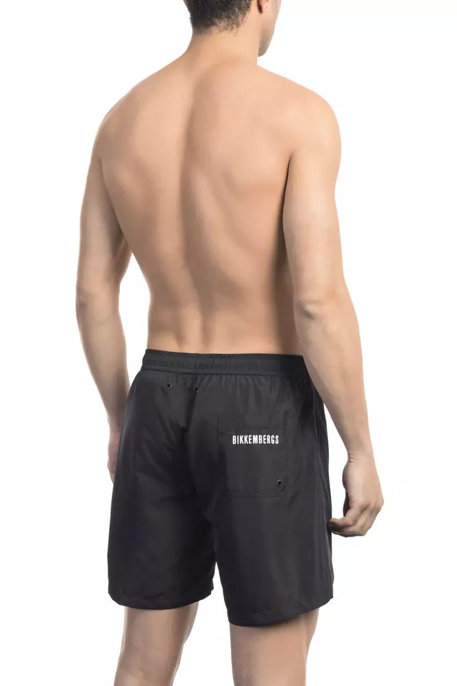 Bikkembergs Black Polyester Swim Shorts - Gradient Design for Men