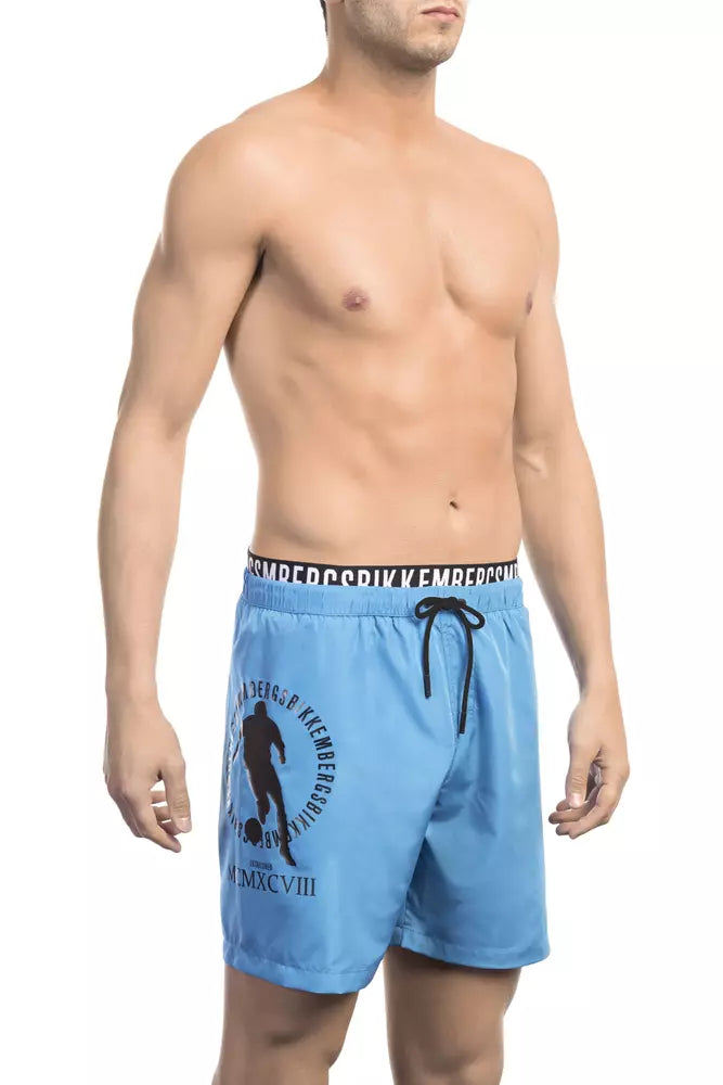 Bikkembergs Light Blue Polyester Men's Swim Short - Stylish Comfort