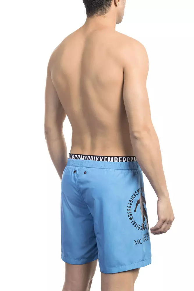 Bikkembergs Light Blue Polyester Men's Swim Short - Stylish Comfort