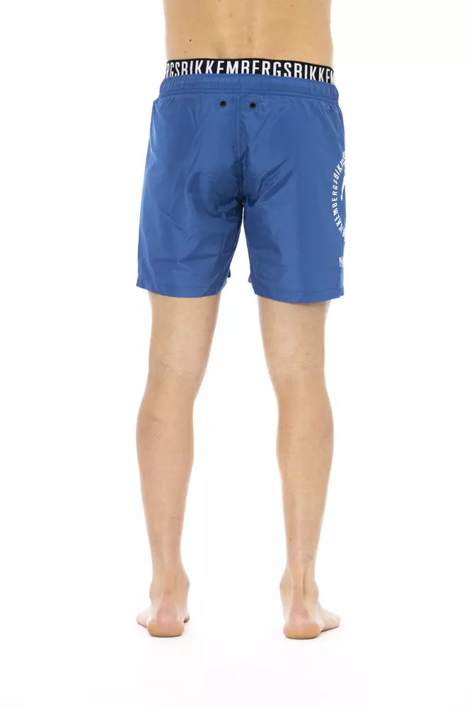 Bikkembergs Blue Polyester Men Swim Short - Élégance au bord de l'eau