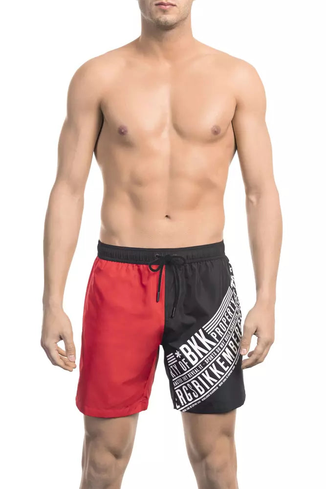 Bikkembergs Red Polyester Men's Swim Shorts - Stylish & Comfortable