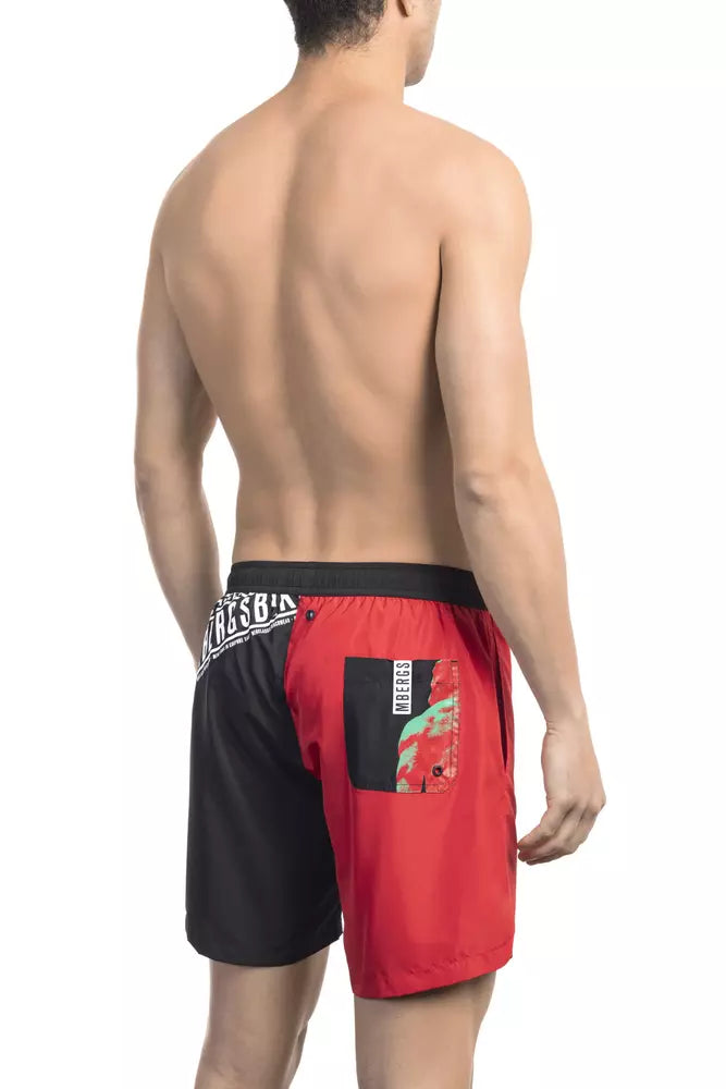 Bikkembergs Red Polyester Men's Swim Shorts - Stylish & Comfortable