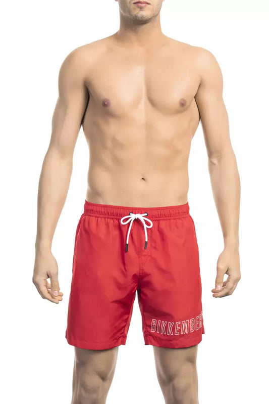 Short de bain rouge en polyester pour homme de Bikkembergs
