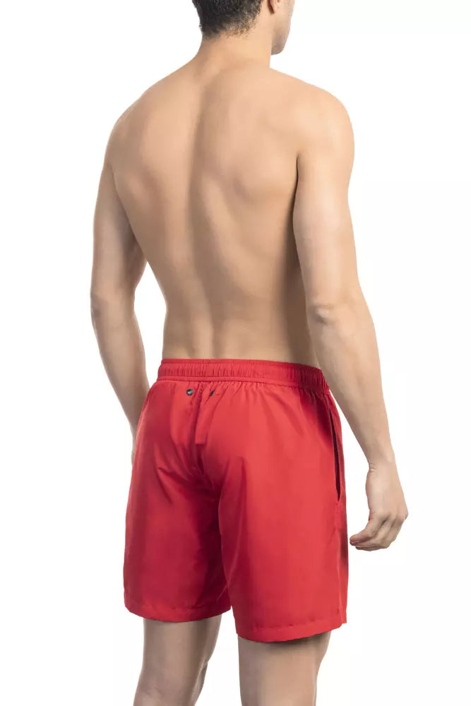 Short de bain rouge en polyester pour homme de Bikkembergs