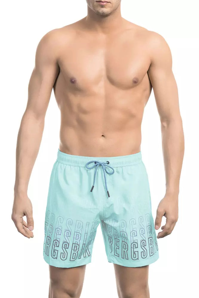 Bikkembergs Light Blue Polyester Men's Swim Shorts - Stylish & Durable