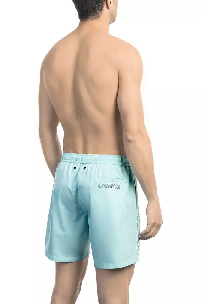 Bikkembergs Light Blue Polyester Men's Swim Shorts - Stylish & Durable
