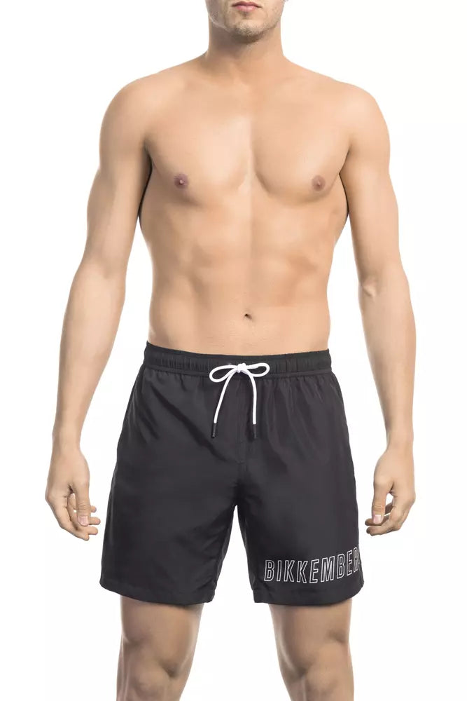 Bikkembergs Black Polyester Men Swim Short - Élégance et Confort