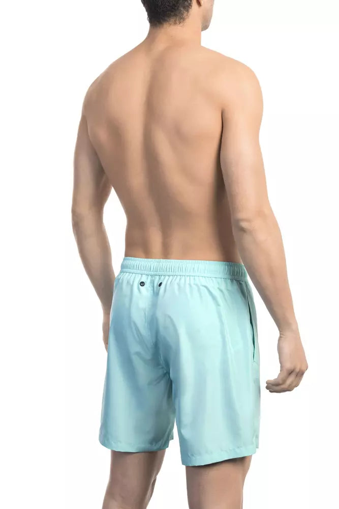 Bikkembergs Light Blue Polyester Men Swim Shorts - Stylish & Durable