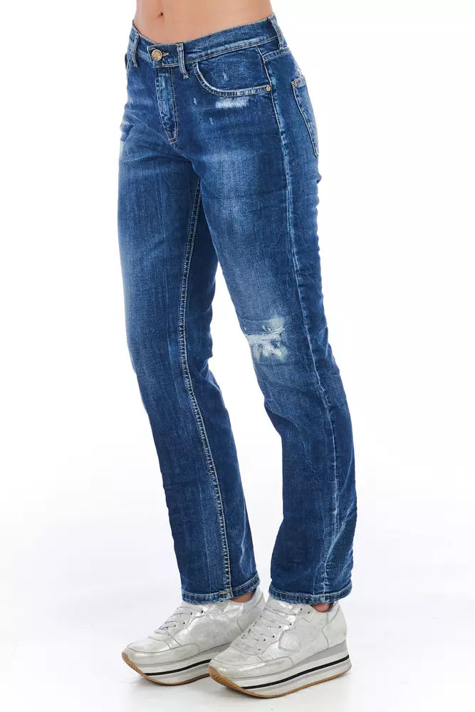 Frankie Morello Blue Cotton Women's Jeans - Stylish Comfort