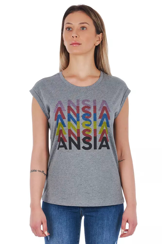 T-shirt femme en coton gris Frankie Morello
