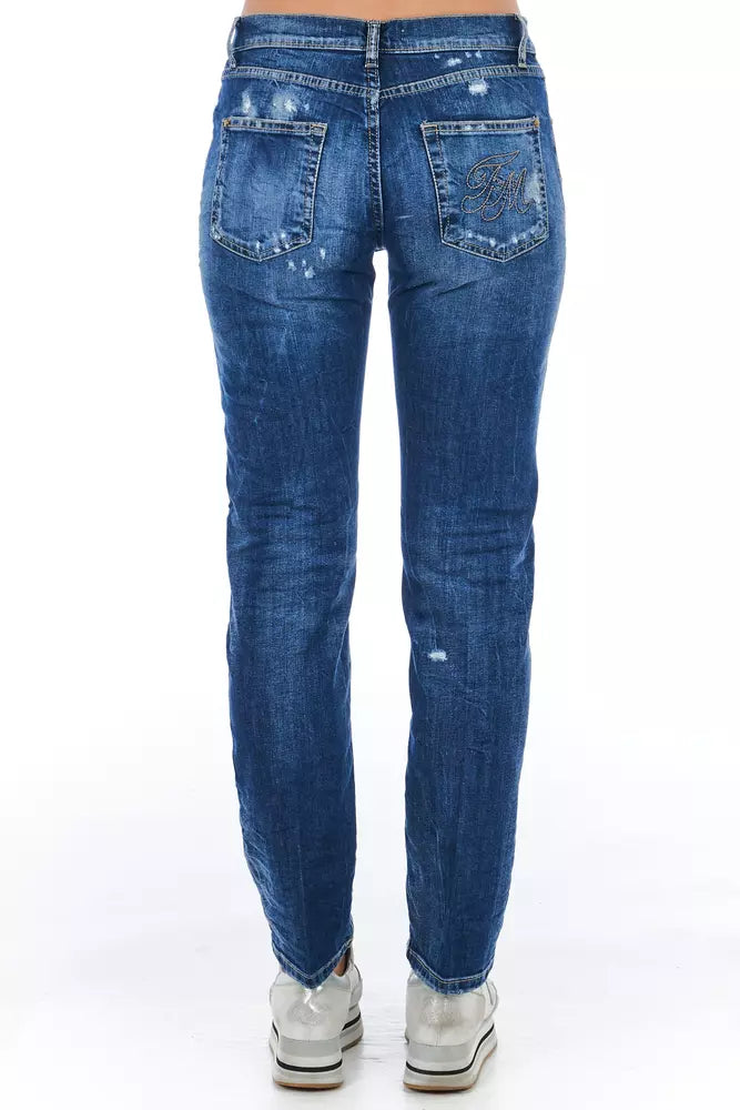 Frankie Morello Blue Cotton Women's Jeans - Stylish Comfort