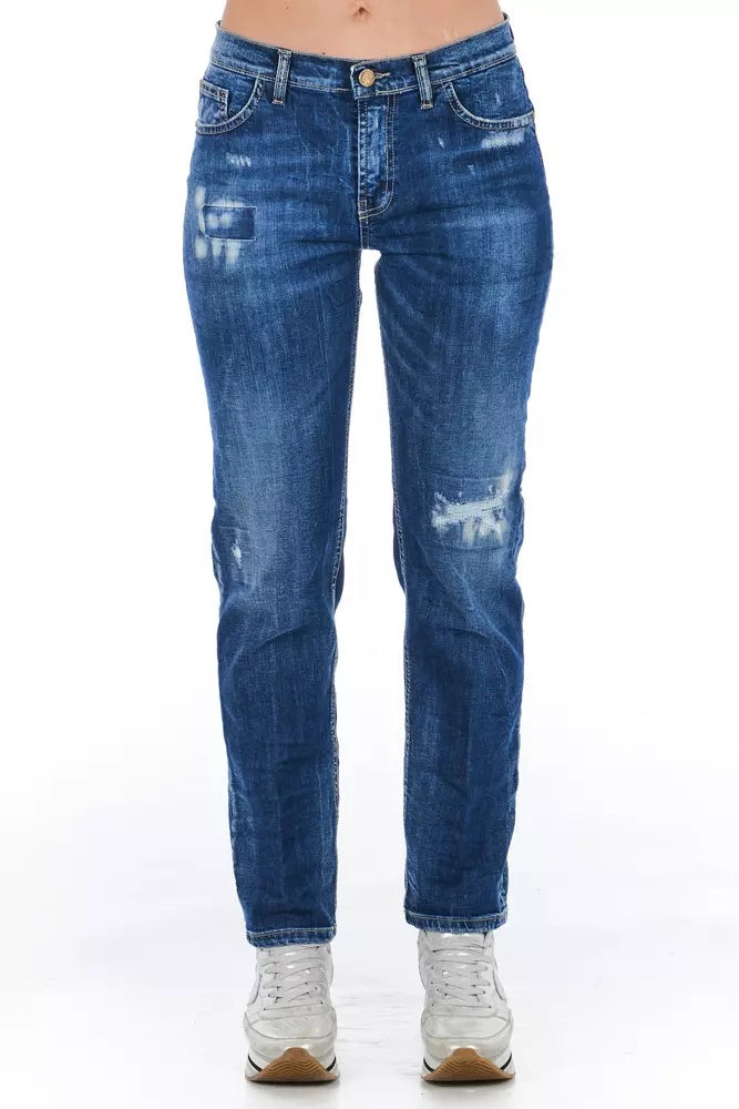 Frankie Morello Blue Cotton Women's Jeans - Stylish Comfort
