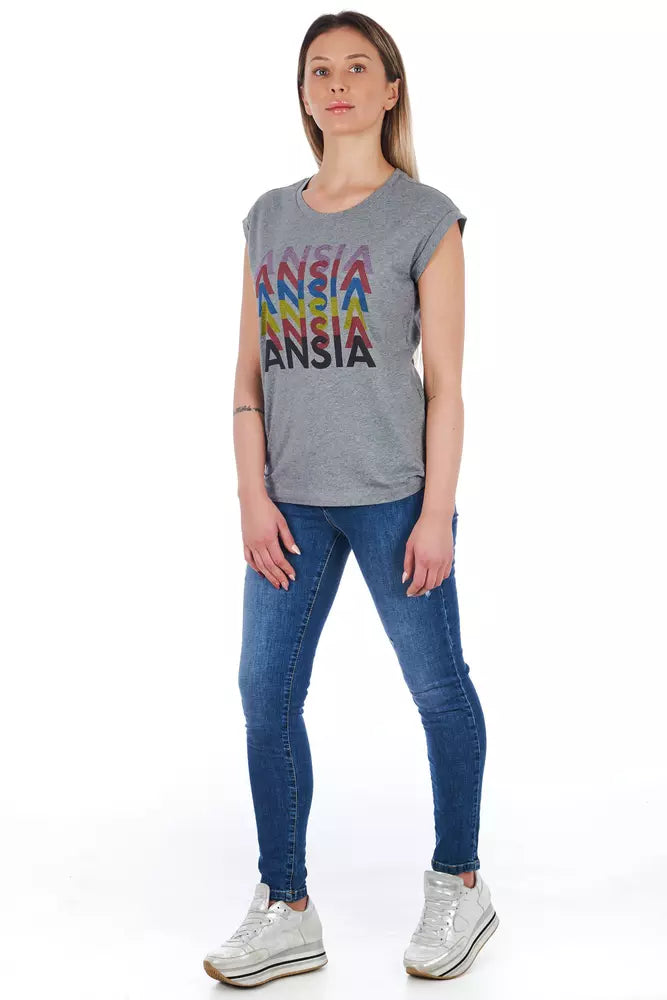 T-shirt femme en coton gris Frankie Morello