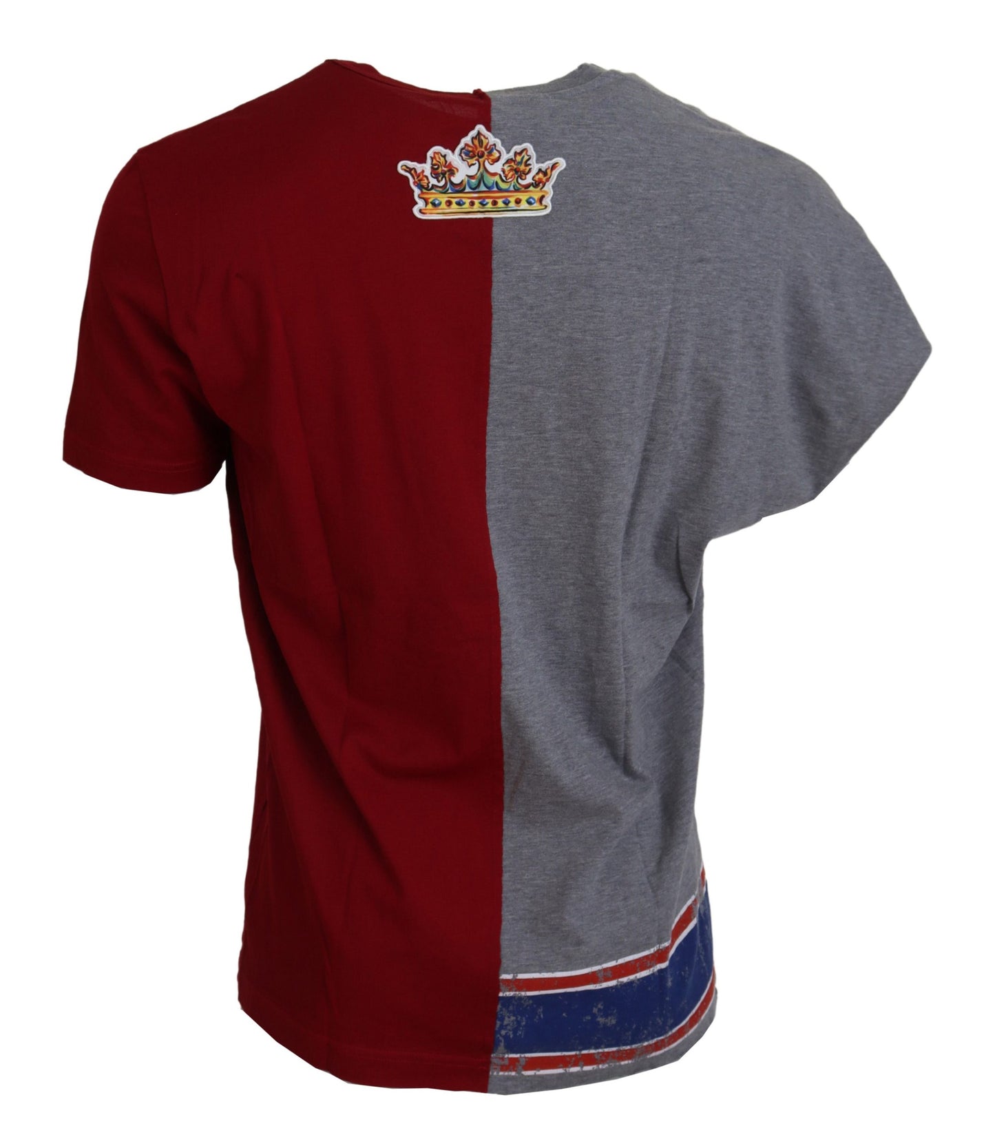 T-shirt à col rond Dolce & Gabbana, rouge et gris, modèle DG Angel, deux modèles.
