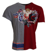 T-shirt à col rond Dolce &amp; Gabbana, rouge et gris, modèle DG Angel, deux modèles.