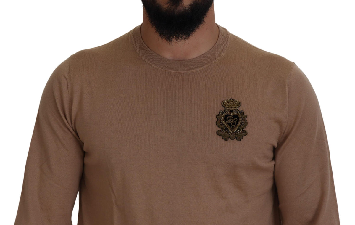 Pull en cachemire beige avec logo couronne de Dolce &amp; Gabbana