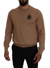 Pull en cachemire beige avec logo couronne de Dolce &amp; Gabbana