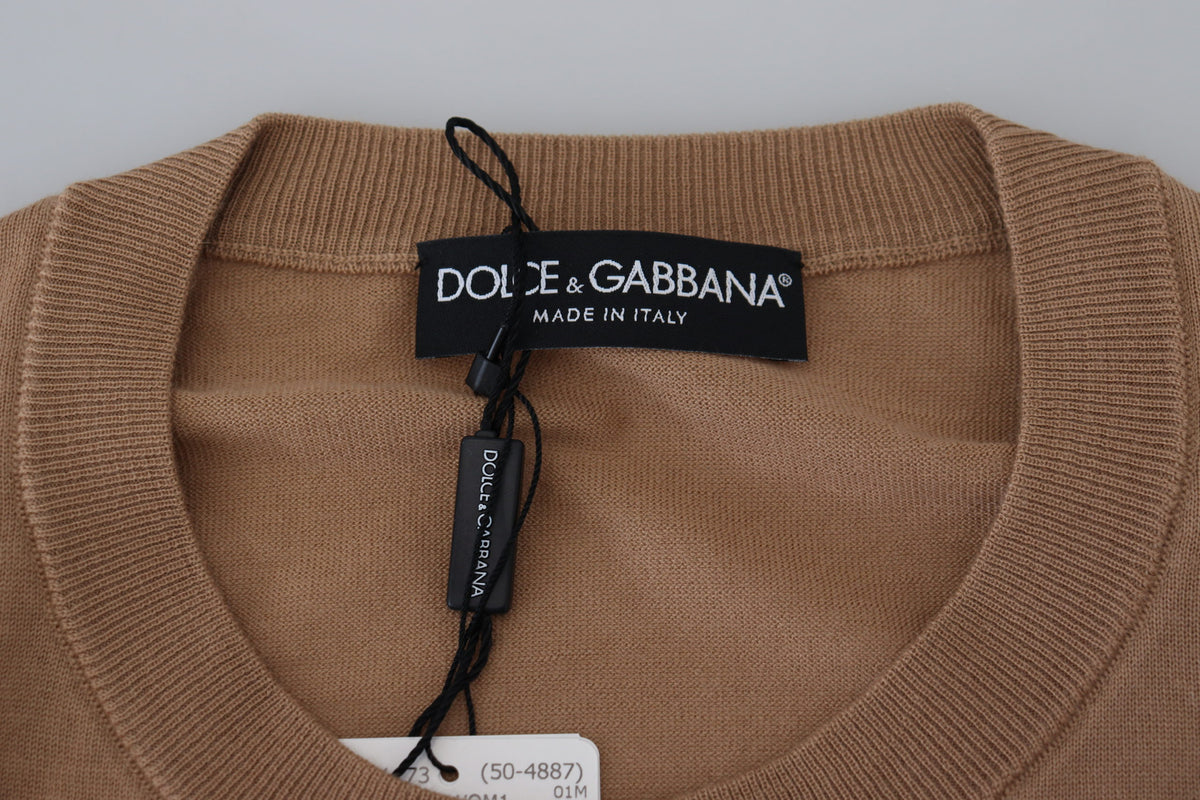 Pull en cachemire beige avec logo couronne de Dolce &amp; Gabbana