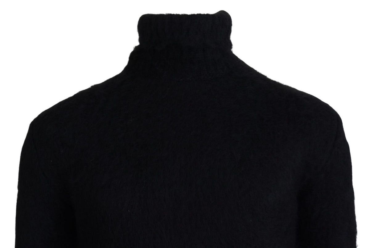 Pull en mohair à col montant noir et doré Dolce &amp; Gabbana pour homme