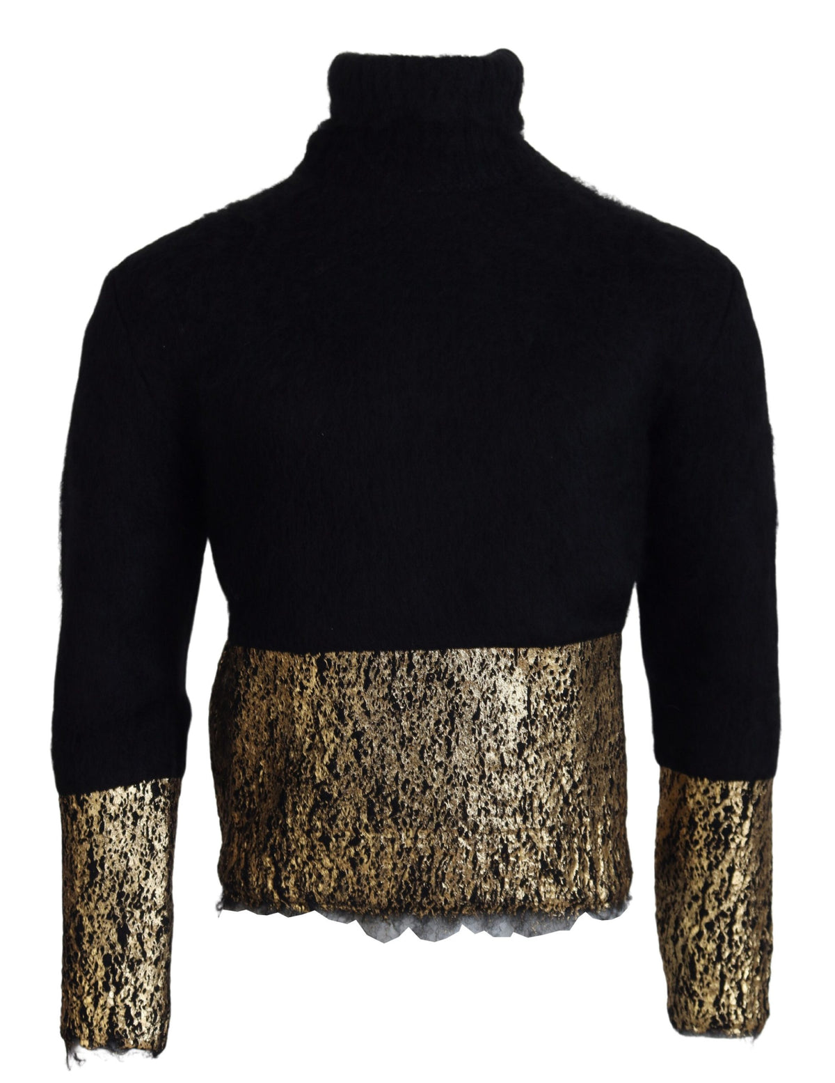 Pull en mohair à col montant noir et doré Dolce &amp; Gabbana pour homme