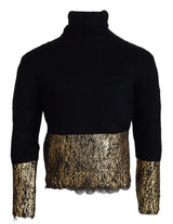 Pull en mohair à col montant noir et doré Dolce &amp; Gabbana pour homme