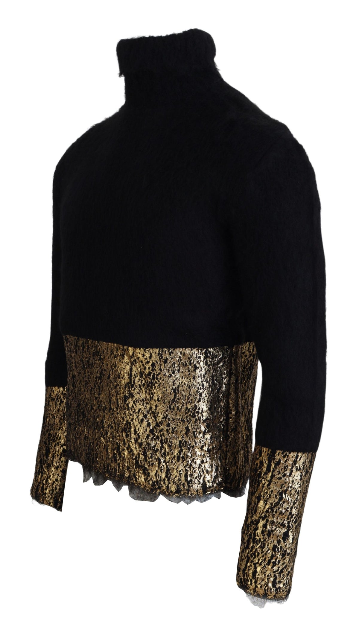 Pull en mohair à col montant noir et doré Dolce &amp; Gabbana pour homme