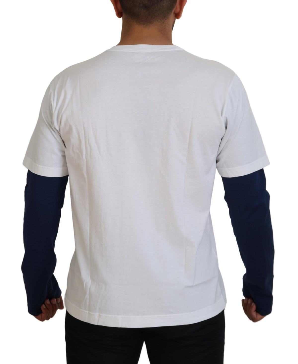 Pull en coton blanc et bleu avec couronne DG de Dolce &amp; Gabbana