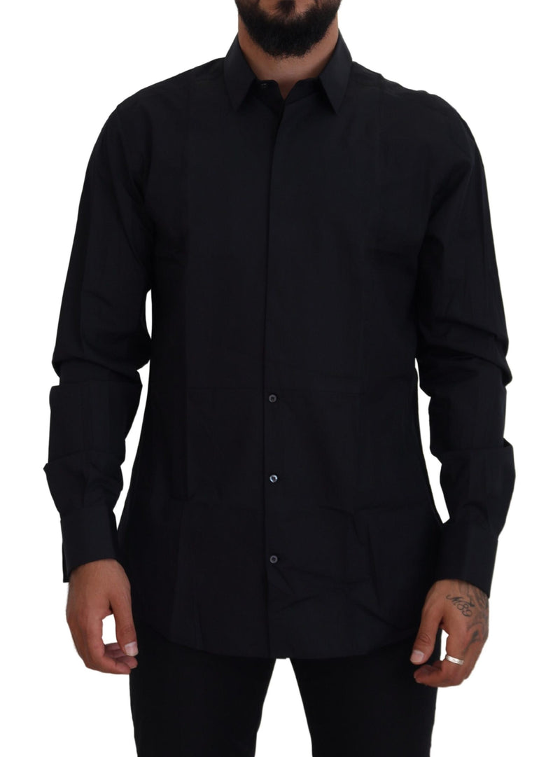 Chemise homme Dolce &amp; Gabbana, coton noir et or, coupe slim.