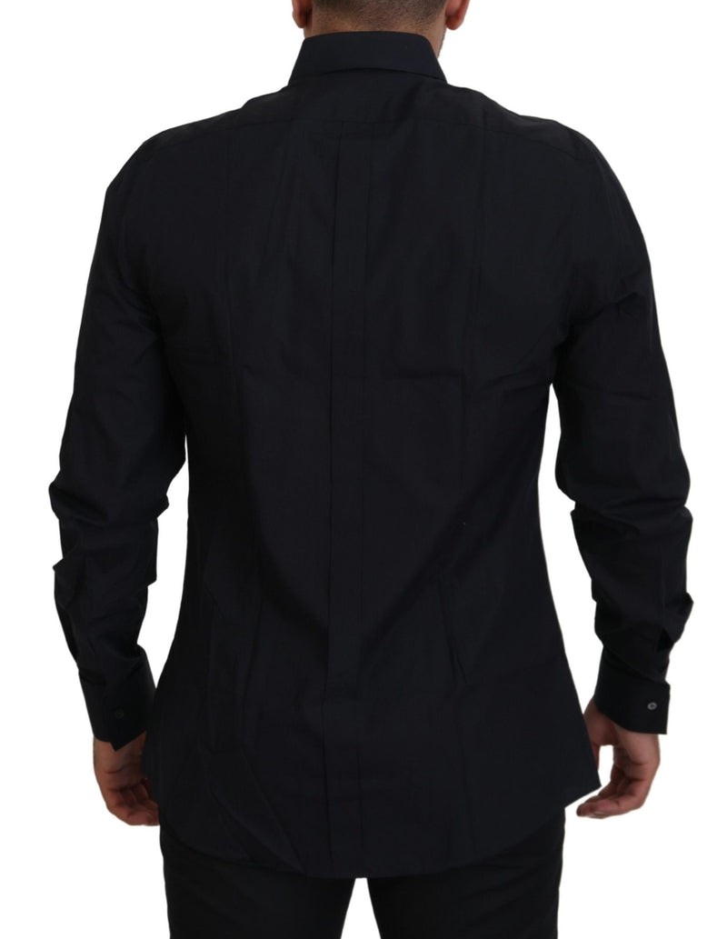 Chemise homme Dolce &amp; Gabbana, coton noir et or, coupe slim.