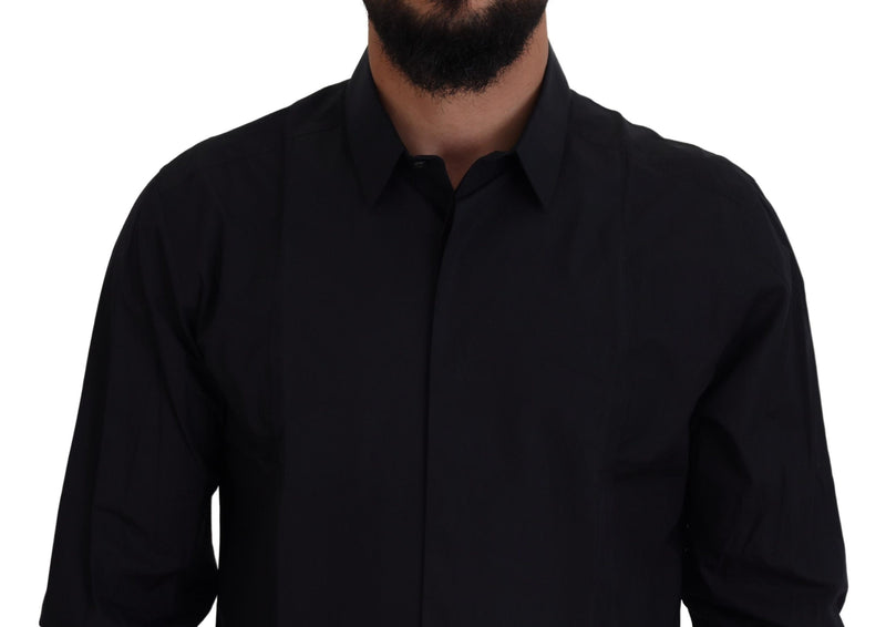Chemise homme Dolce &amp; Gabbana, coton noir et or, coupe slim.