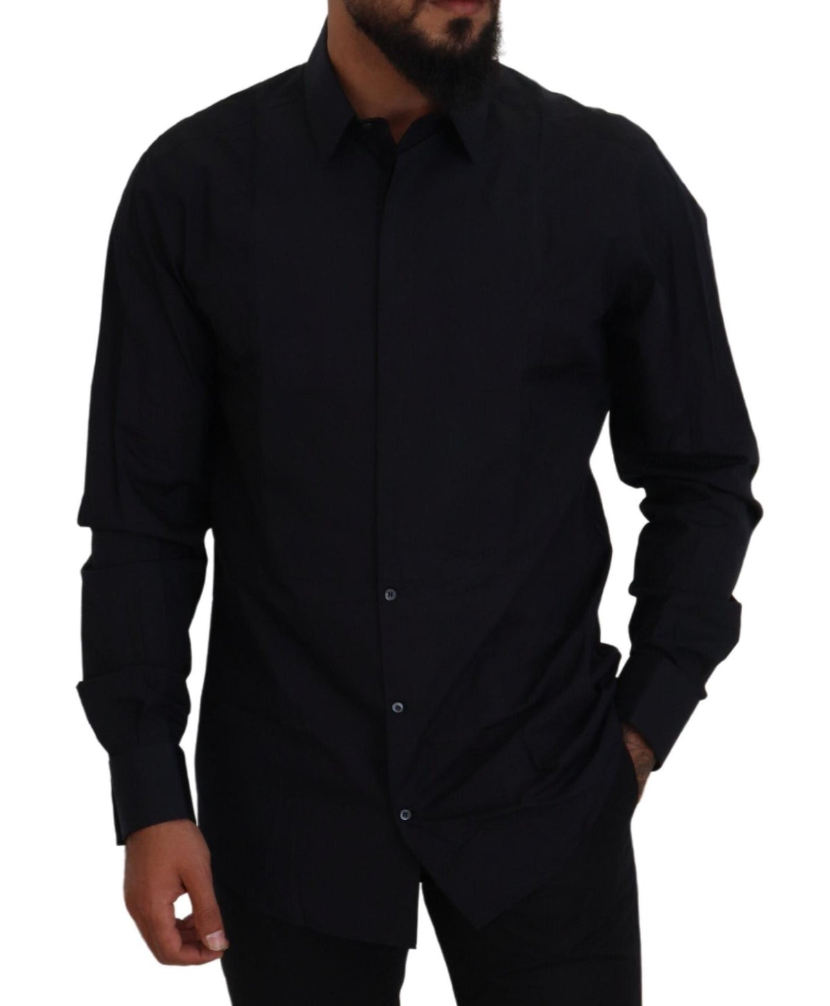 Chemise homme Dolce &amp; Gabbana, coton noir et or, coupe slim.