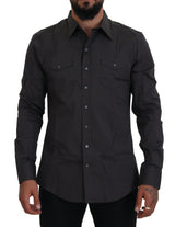 Chemise habillée extensible à coupe ajustée SICILIA grise de Dolce &amp; Gabbana