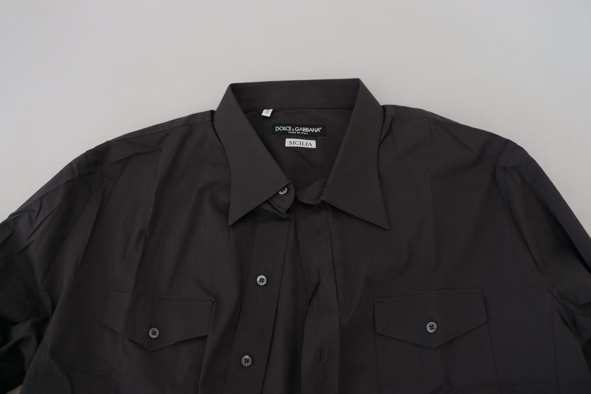 Chemise habillée extensible à coupe ajustée SICILIA grise de Dolce &amp; Gabbana