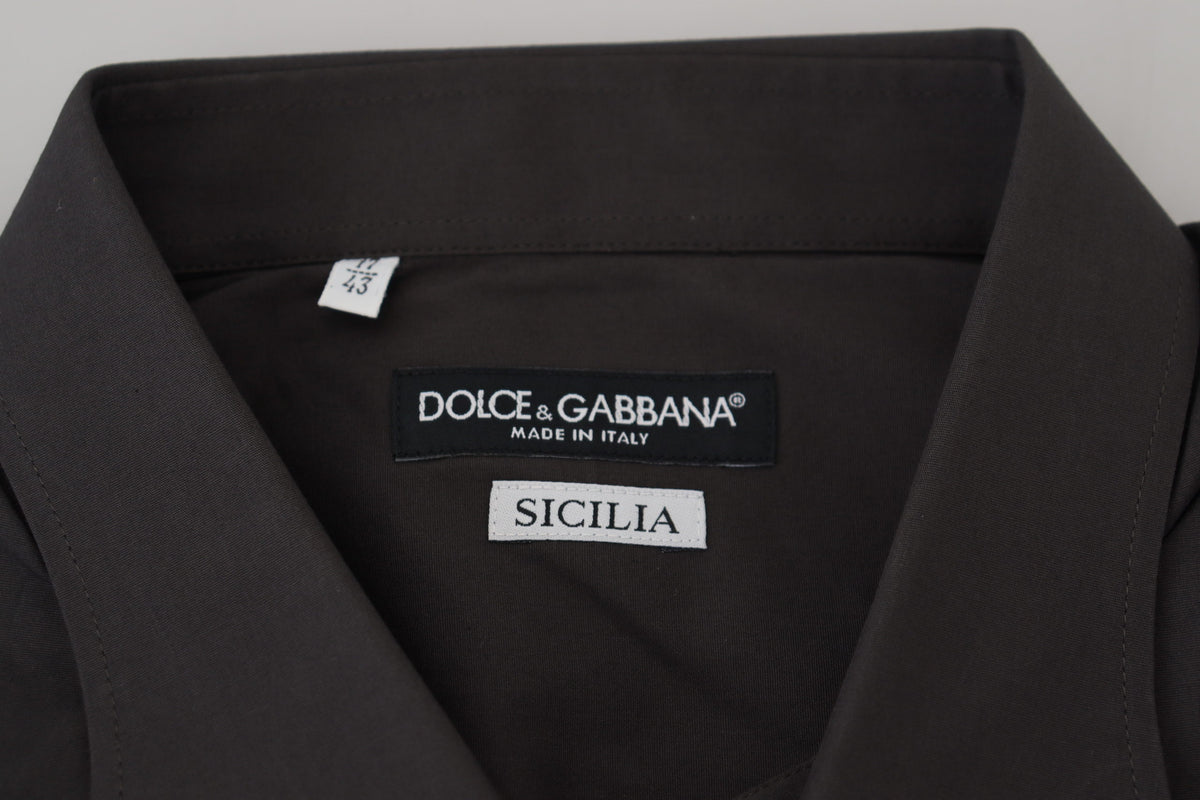 Chemise habillée extensible à coupe ajustée SICILIA grise de Dolce &amp; Gabbana