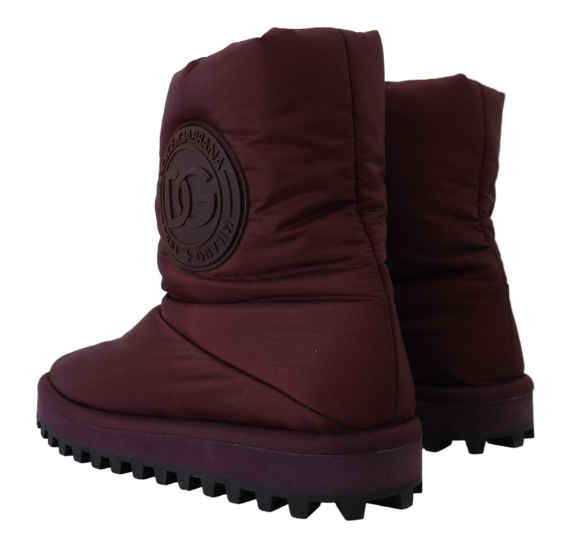 Dolce & Gabbana Bordeaux Nylon Mid Calf Boots