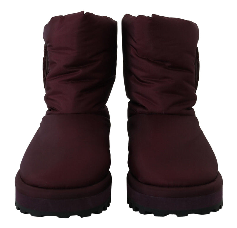 Dolce & Gabbana Bordeaux Nylon Mid Calf Boots