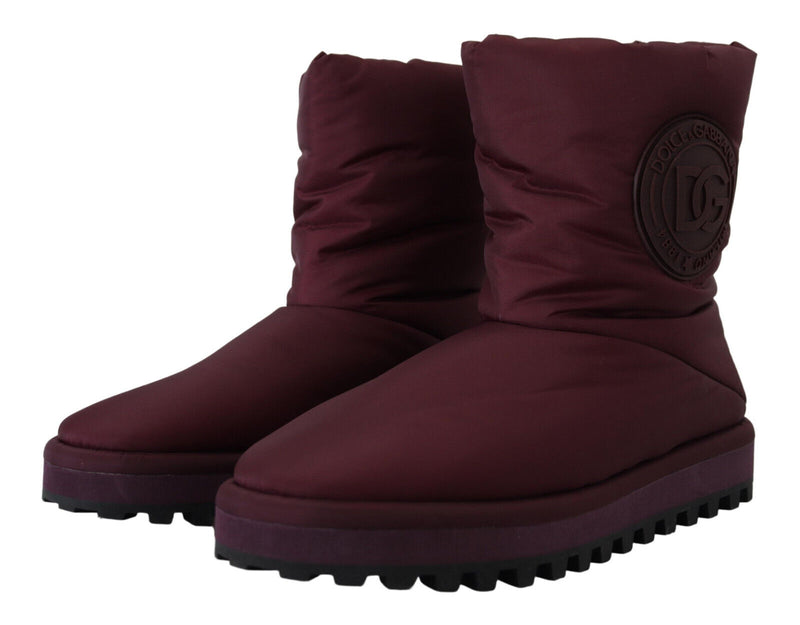 Dolce & Gabbana Bordeaux Nylon Mid Calf Boots