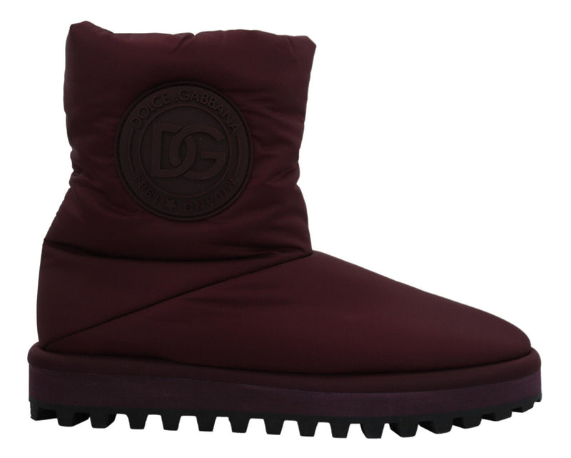 Dolce & Gabbana Bordeaux Nylon Mid Calf Boots