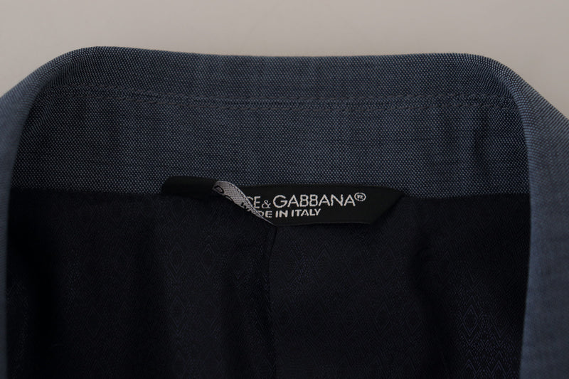 Dolce &amp; Gabbana Blazer en laine stretch bleu, coupe slim.