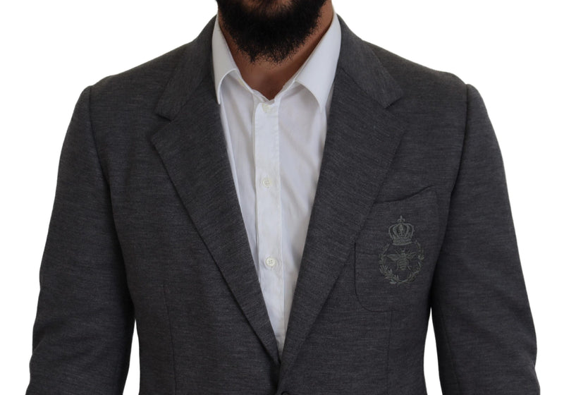 Dolce &amp; Gabbana grijze wollen stretch slim fit blazer